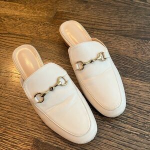 SHEIN Cream Slip-On Mules with Gold Horsebit